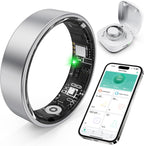 Smart Ring with Sleep Monitoring, Step Counting, Heart Rate, Blood Oxygen for iPhone and Android, No Subscription Fee, IP68 Waterproof Health Tracker