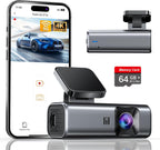 4K Dash Cam Front, Built-in 5G WiFi, 64GB Card Included, Dash Camera for Cars, Mini Dashcam with Super Night Vision, Loop Recording, G-Sensor, 24 Hours Parking Monitor, Support 256GB Max