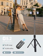 Selfie Stick,Phone Tripod Stand for Video Recording,Cell Phone Stand Content Creator Phone Holder with Remote for Travel (Dual lamp Selfie Stick with Remote, 67 inch)