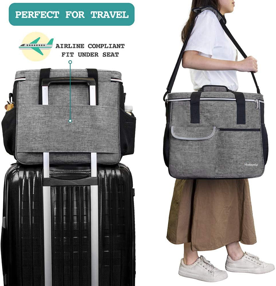 Fastingdog Dog Travel Bag for Supplies, Weekend Pet Travel Set , Airline Approved Tote Organizer with Multi-Function Pockets