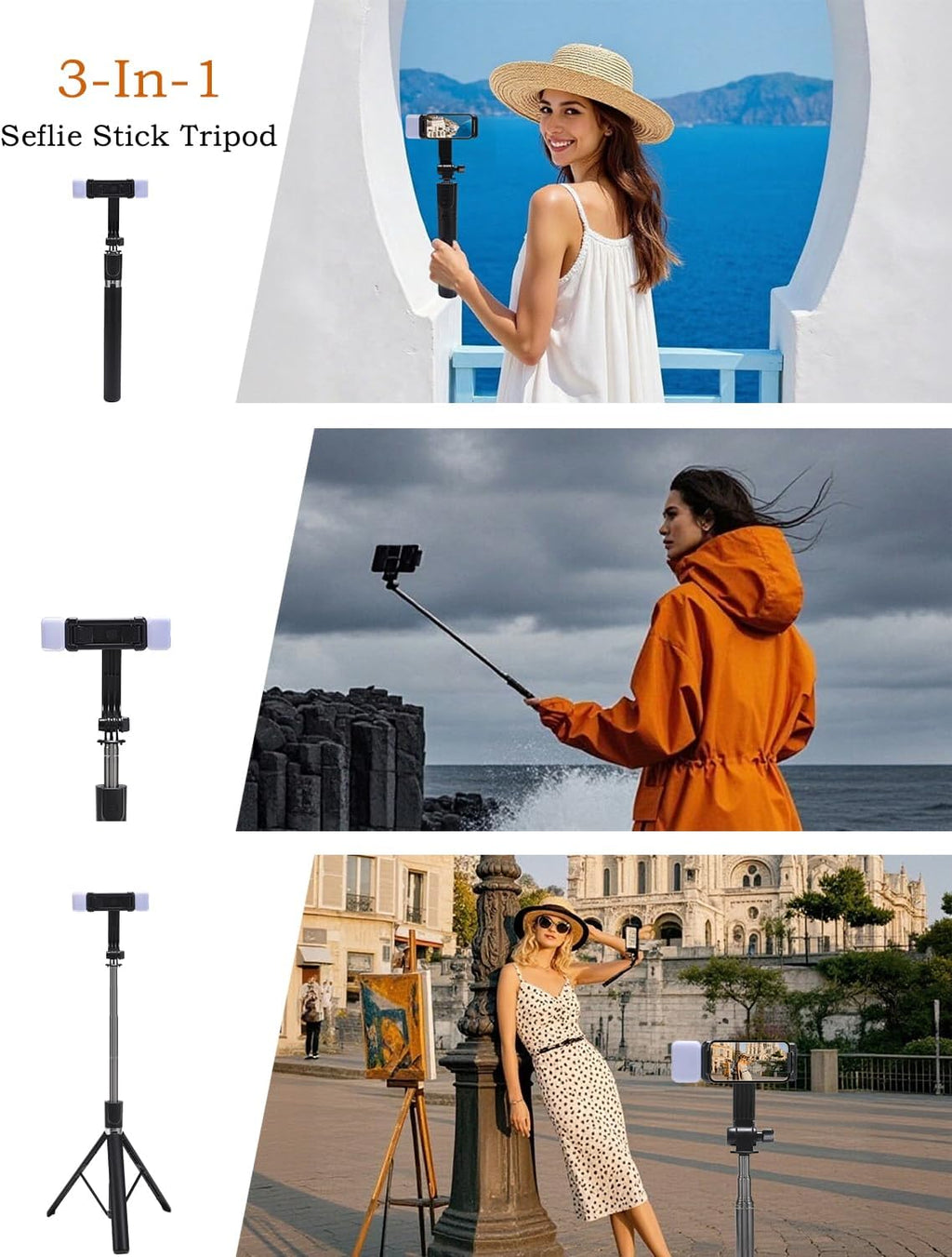 Selfie Stick,Phone Tripod Stand for Video Recording,Cell Phone Stand Content Creator Phone Holder with Remote for Travel (Dual lamp Selfie Stick with Remote, 67 inch)