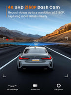 4K Dash Cam Front, Built-in 5G WiFi, 64GB Card Included, Dash Camera for Cars, Mini Dashcam with Super Night Vision, Loop Recording, G-Sensor, 24 Hours Parking Monitor, Support 256GB Max