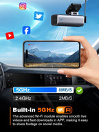4K Dash Cam Front, Built-in 5G WiFi, 64GB Card Included, Dash Camera for Cars, Mini Dashcam with Super Night Vision, Loop Recording, G-Sensor, 24 Hours Parking Monitor, Support 256GB Max