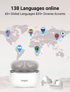 Polypal P1 7 in 1 AI Translation Earbuds, Supports 138 Languages, Real-Time Spanish English Interpreter Headphones, Ideal for Live Speech, Online Learning, Travel, APP Work with iOS and Android