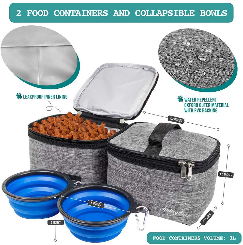 Fastingdog Dog Travel Bag for Supplies, Weekend Pet Travel Set , Airline Approved Tote Organizer with Multi-Function Pockets