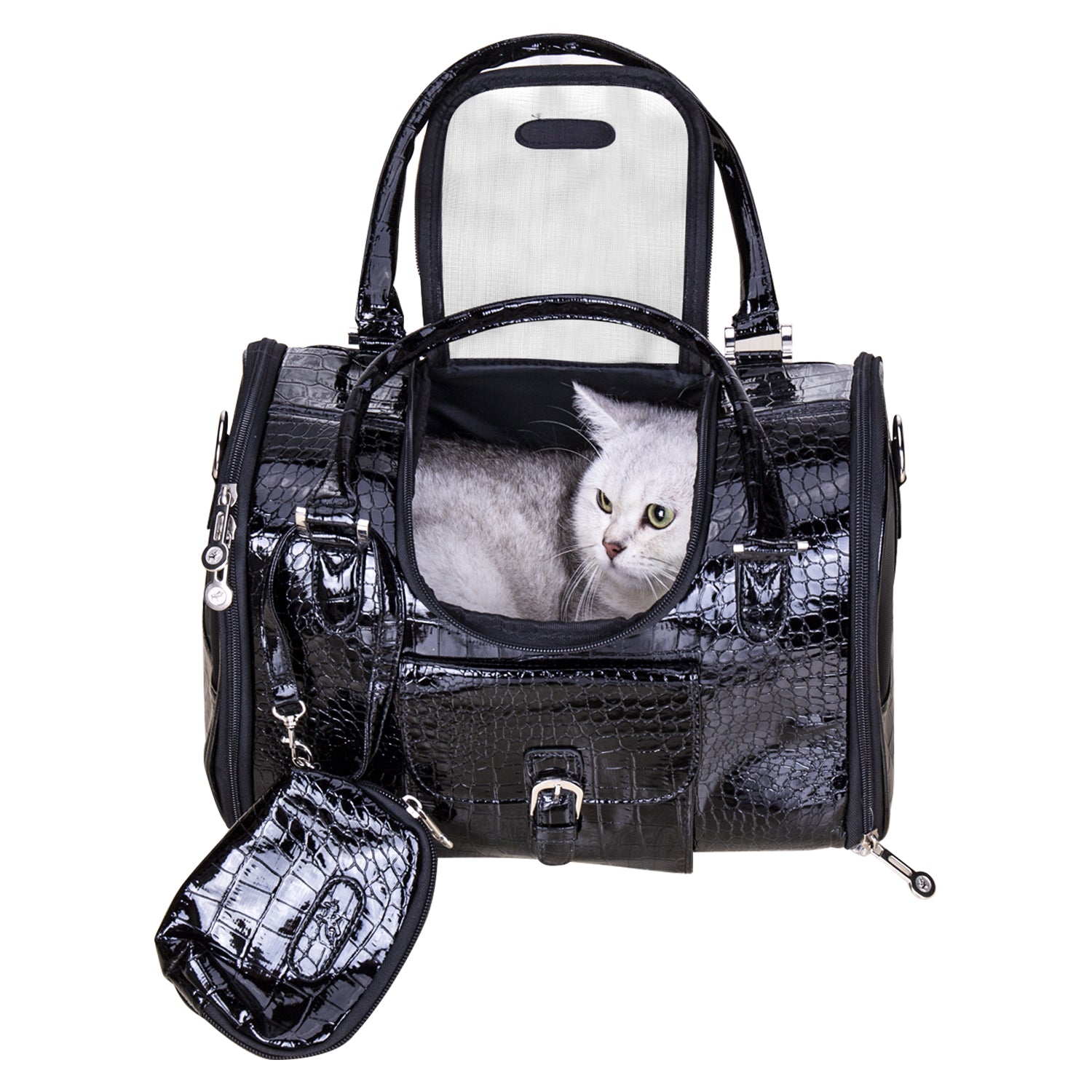 Fastingdog Pet Bag Travel Portable Cat Bag PU Leather Dog Handbag Fashionable Breathable cat handbag