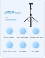 Selfie Stick,Phone Tripod Stand for Video Recording,Cell Phone Stand Content Creator Phone Holder with Remote for Travel (Dual lamp Selfie Stick with Remote, 67 inch)