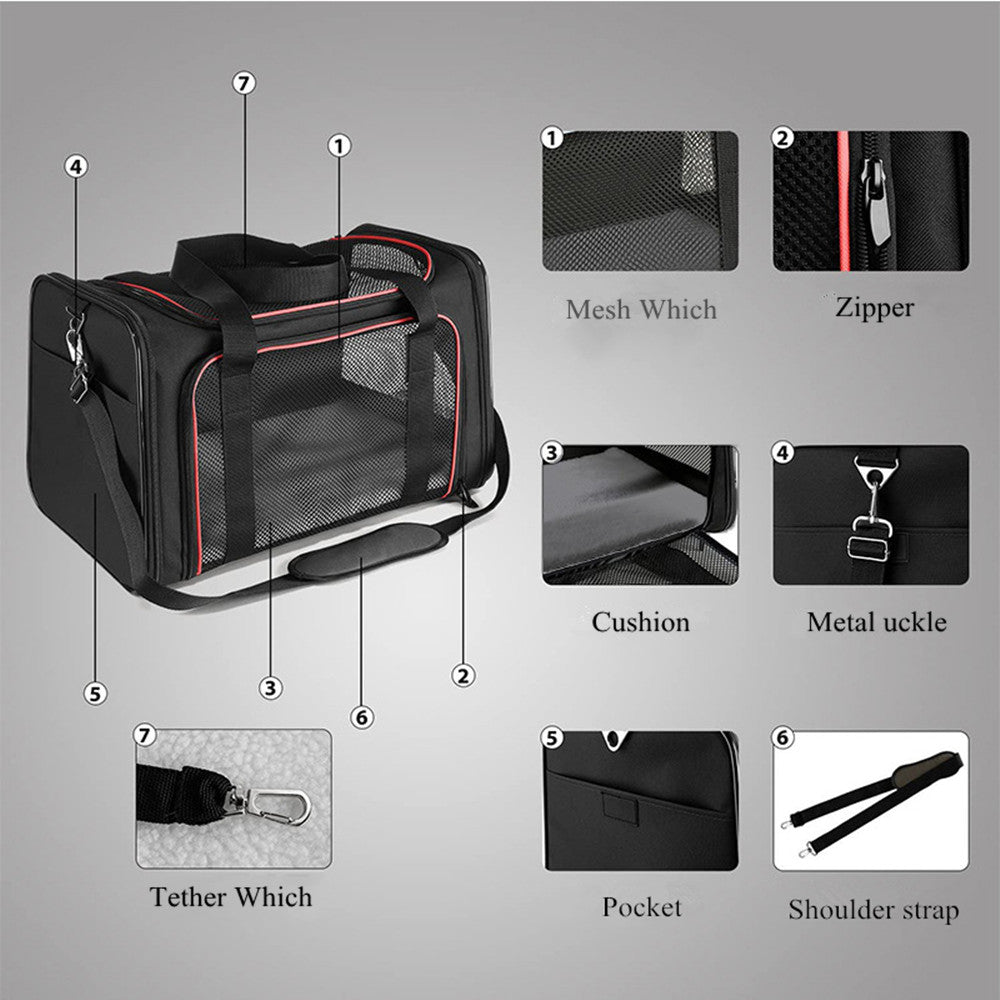 Fastingdog Pet Carrier Bag Side Ventilated Backpack Cat Pet Carriers Dog Travel Bag Airline Approved Transport for Small Dogs Cats Outgoing