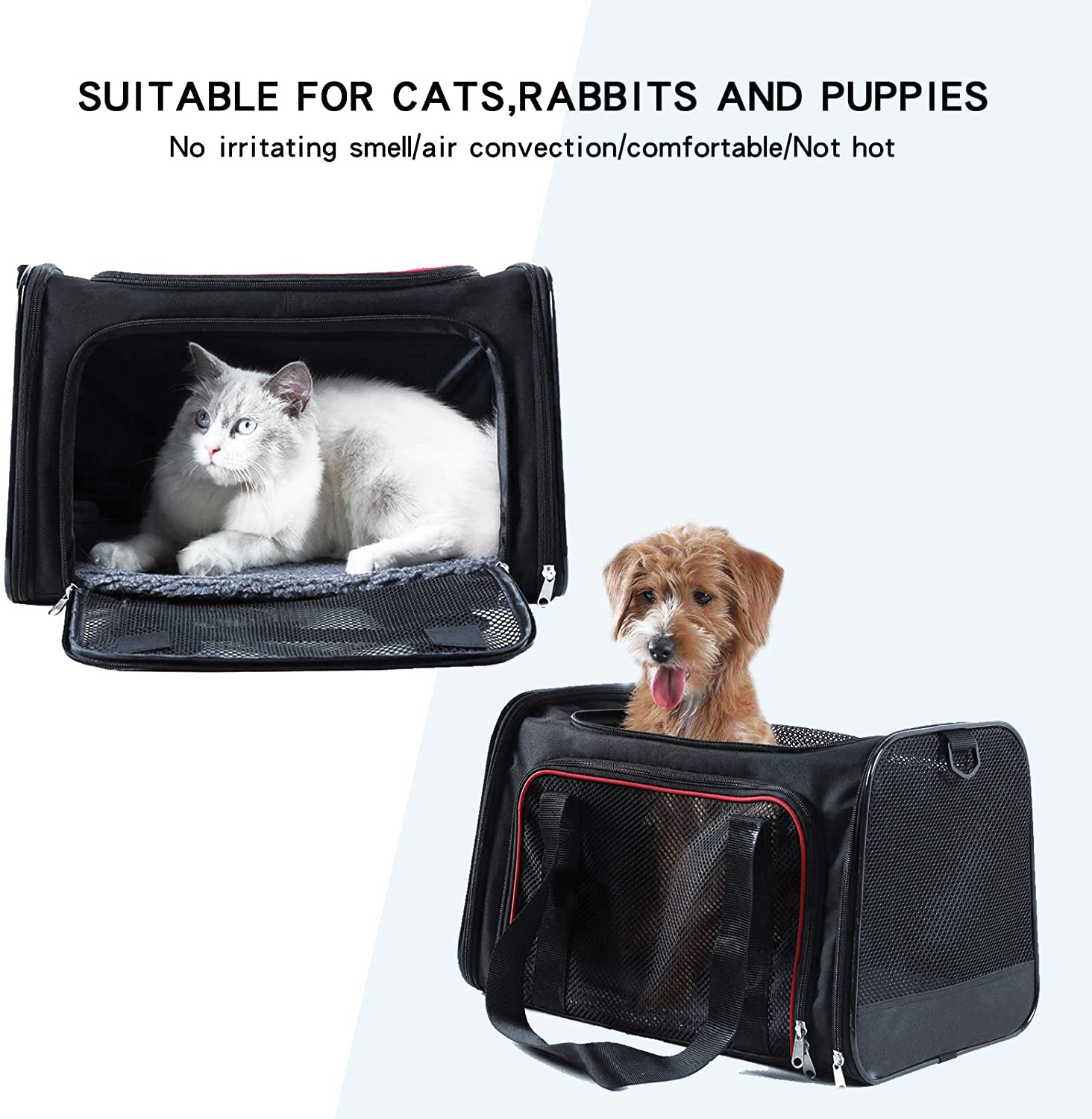 Fastingdog Pet Carrier Bag Side Ventilated Backpack Cat Pet Carriers Dog Travel Bag Airline Approved Transport for Small Dogs Cats Outgoing